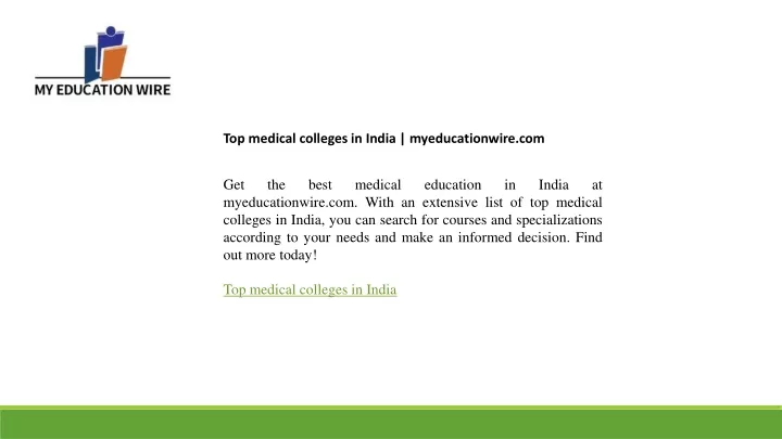 top medical colleges in india myeducationwire com