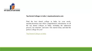 Top Dental Colleges in India  myeducationwire.com