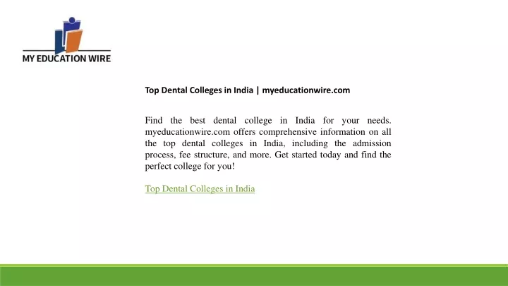 top dental colleges in india myeducationwire com