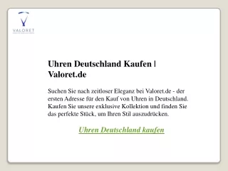 Uhren Deutschland Kaufen  Valoret.de