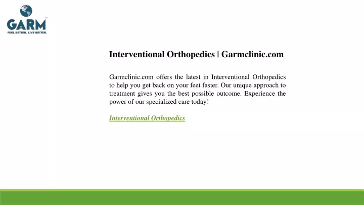 interventional orthopedics garmclinic com