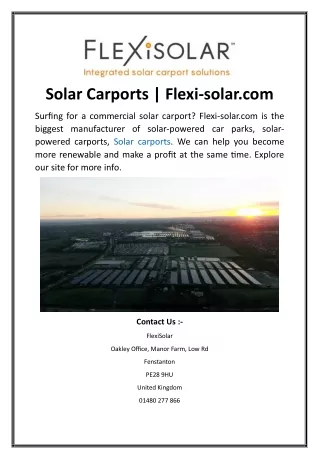 Solar Carports  Flexi-solar