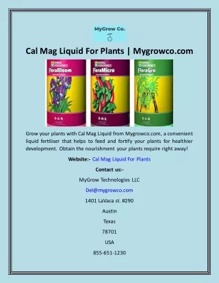 Cal Mag Liquid For Plants  Mygrowco
