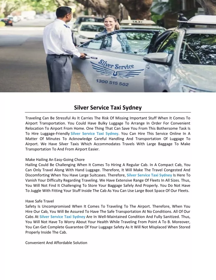 silver service taxi sydney