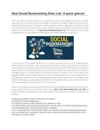 best social bookmarking sites list a quick glance