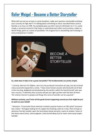 Rafer Weigel - Become a Better Storyteller