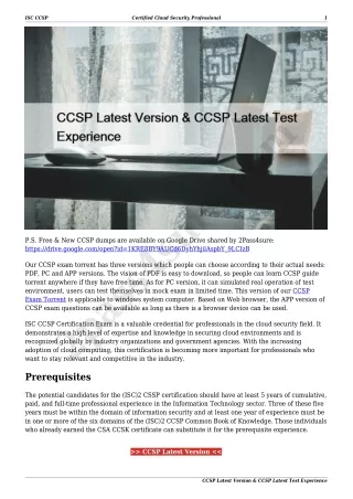 CCSP Latest Version & CCSP Latest Test Experience