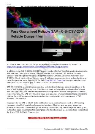 Pass Guaranteed Reliable SAP - C-S4CSV-2302 Reliable Dumps Files