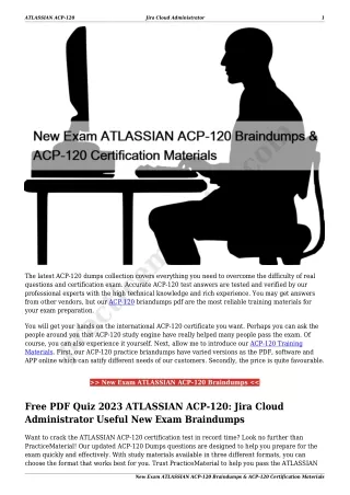New Exam ATLASSIAN ACP-120 Braindumps & ACP-120 Certification Materials