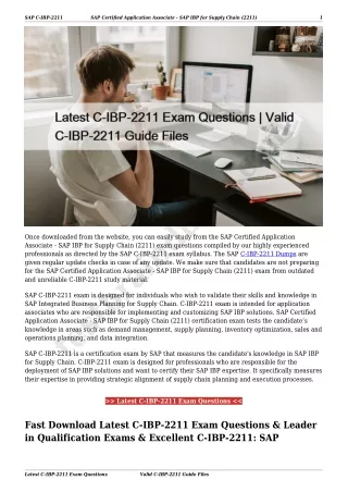 Latest C-IBP-2211 Exam Questions | Valid C-IBP-2211 Guide Files