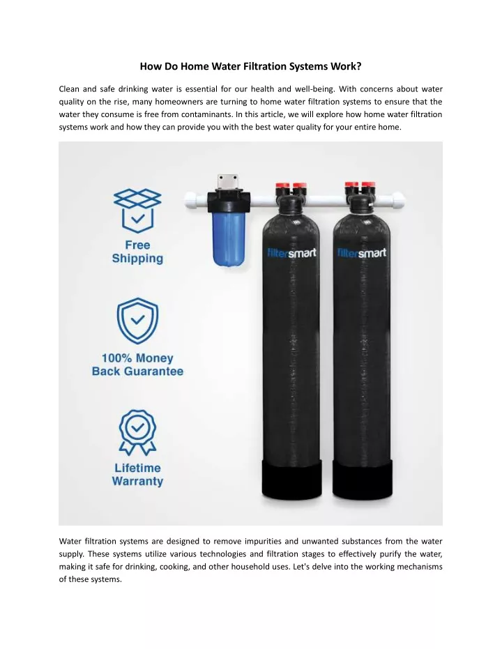 how do home water filtration systems work