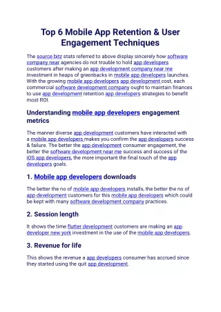 top 6 mobile app retention user engagement