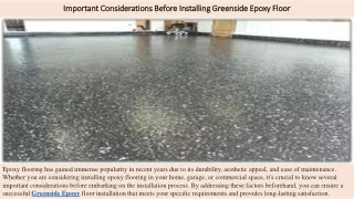important considerations before installing greenside epoxy floor