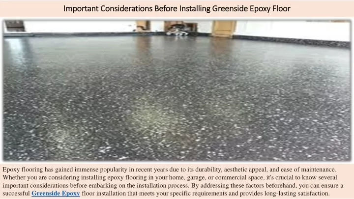 important considerations before installing greenside epoxy floor