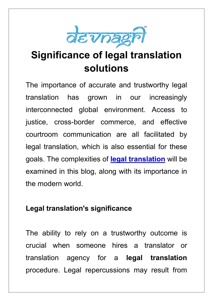 significance of legal translation solutions