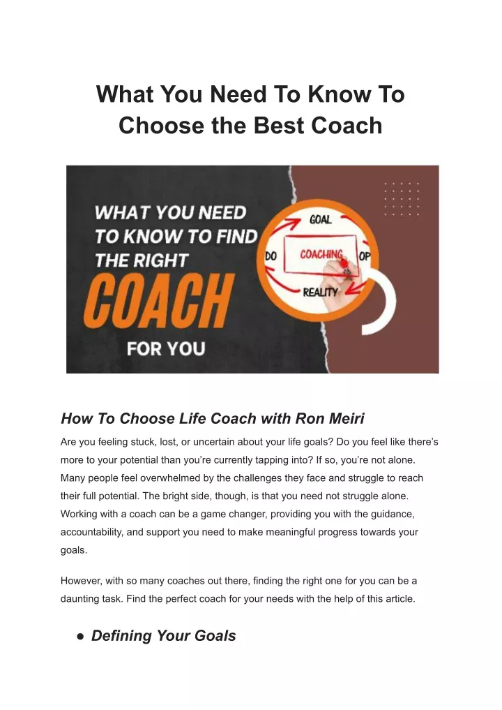 what you need to know to choose the best coach