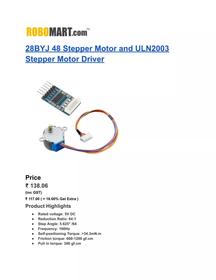 28byj 48 stepper motor and uln2003 stepper motor