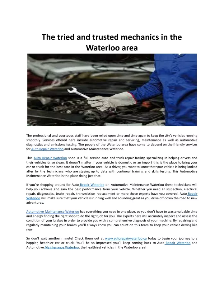 the tried and trusted mechanics in the waterloo
