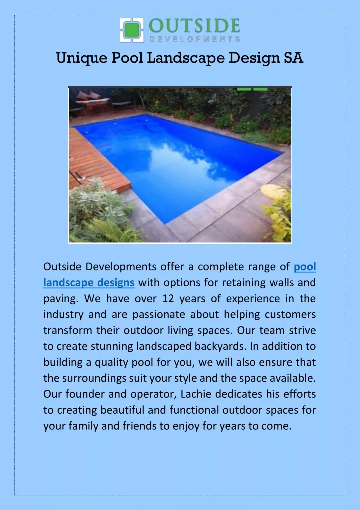 unique pool landscape design sa