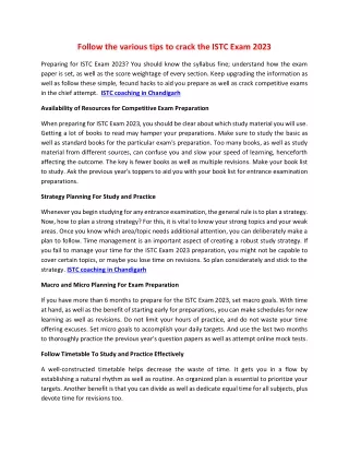 follow the various tips to crack the istc exam