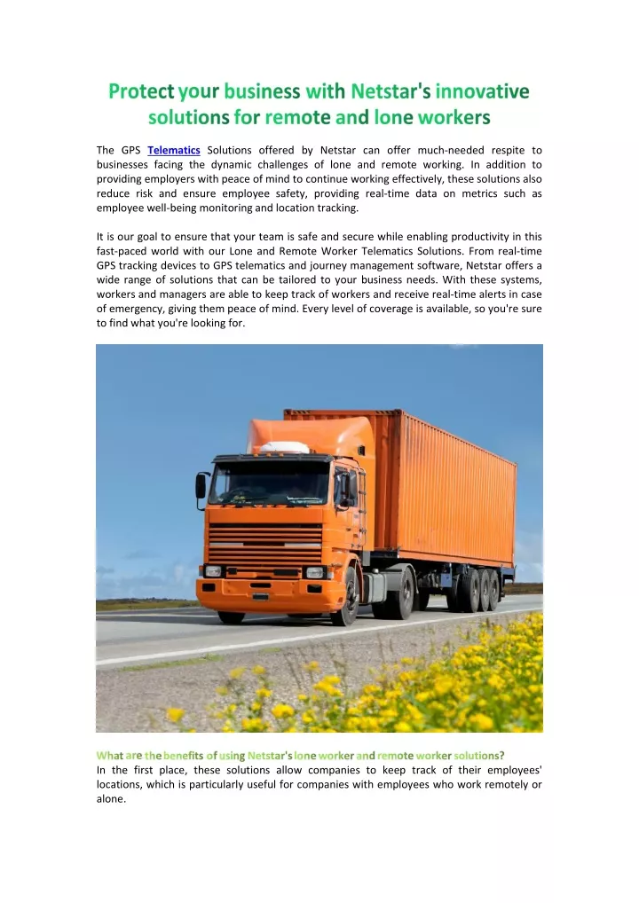the gps telematics solutions offered by netstar