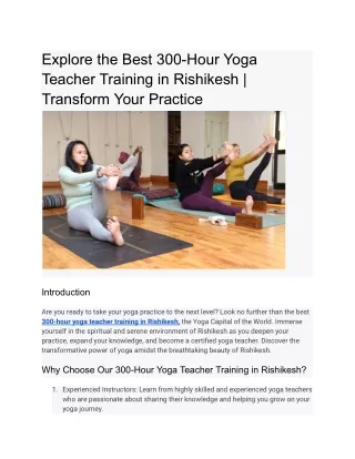 Explore the Best 300-Hour Yoga Teacher Training in Rishikesh _ Transform Your Practice