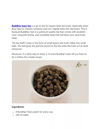 buddhas tears tea is a go to tea for expert level