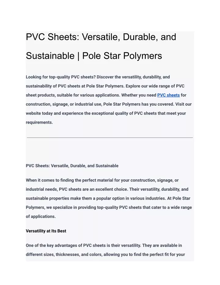 pvc sheets versatile durable and