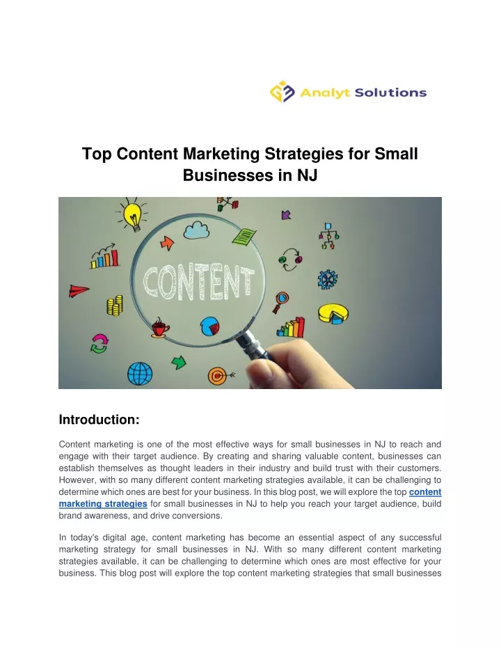 top content marketing strategies for small