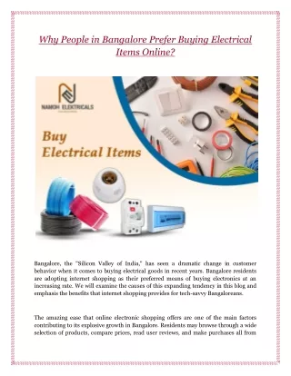 Why People in Bangalore Prefer Buying Electrical Items Online?