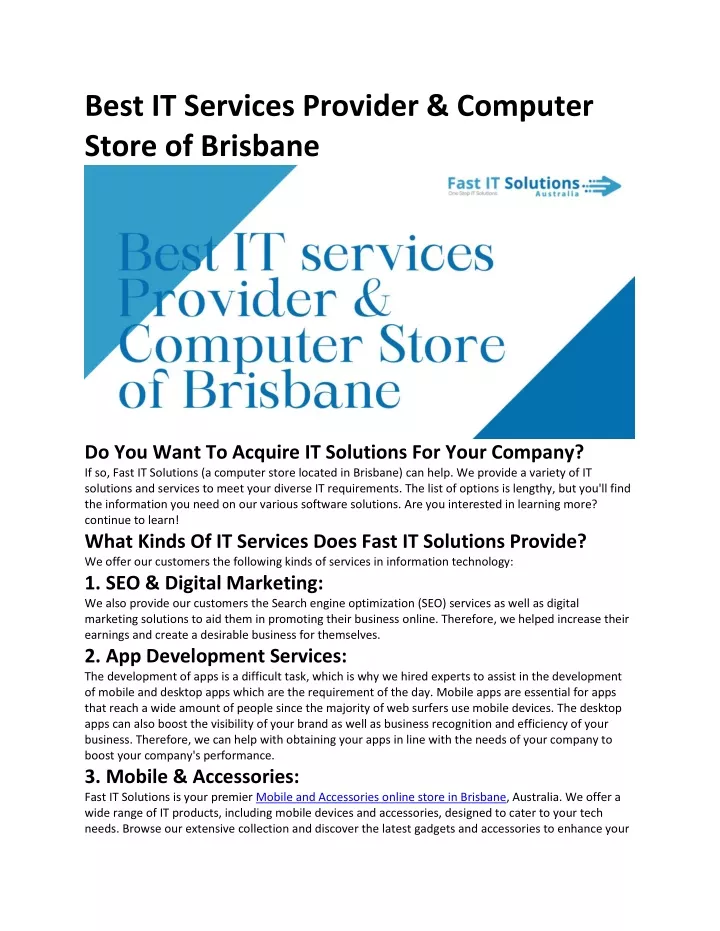best it services provider computer store