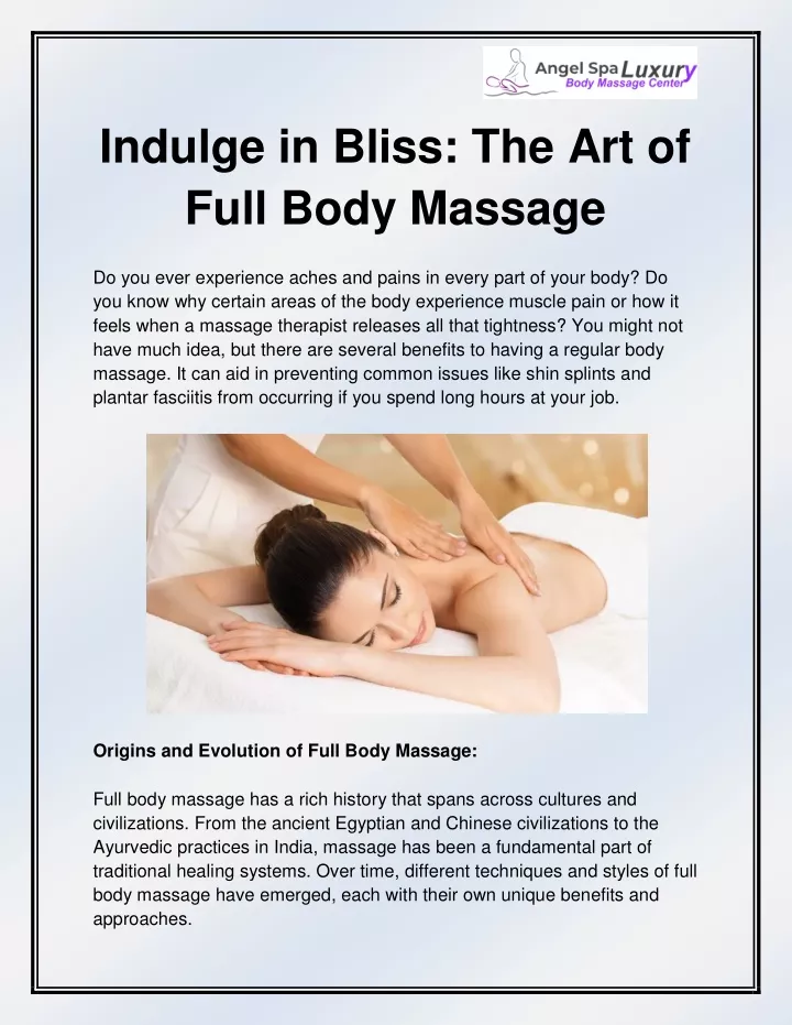 indulge in bliss the art of full body massage