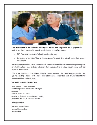 Personal Support Worker in Mississauga