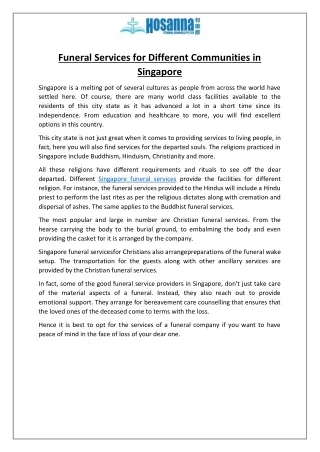 funeral services for different communities