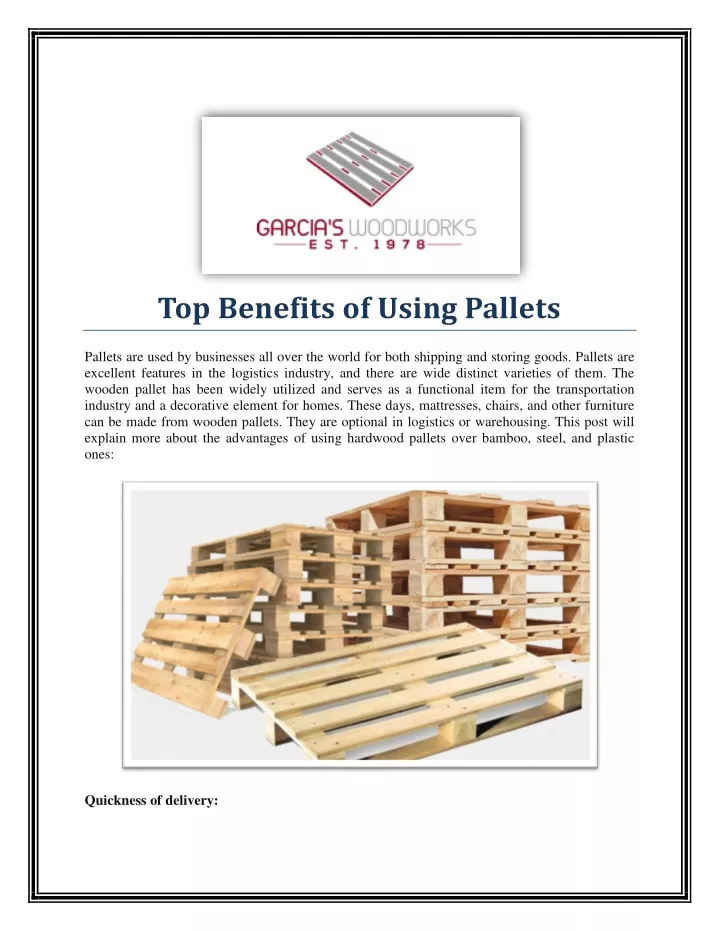 top benefits of using pallets