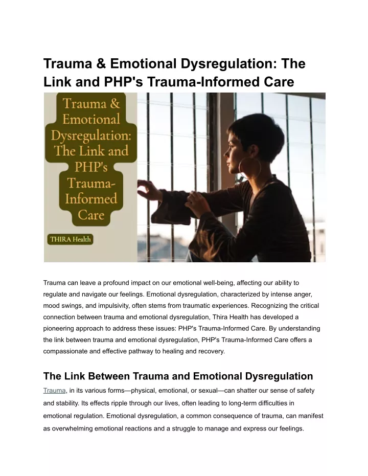 trauma emotional dysregulation the link