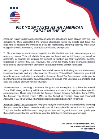 File your taxes as an American expat in the UK