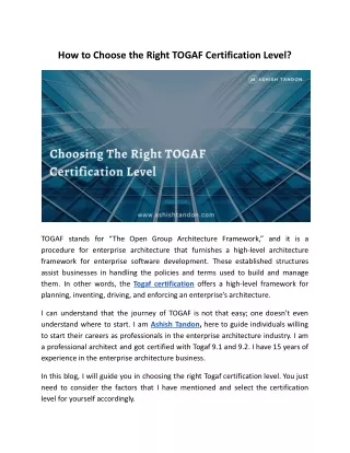 how to choose the right togaf certification level