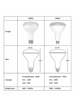 BR 30 vs. BR 40 LED Light Bulb Comparison Guide