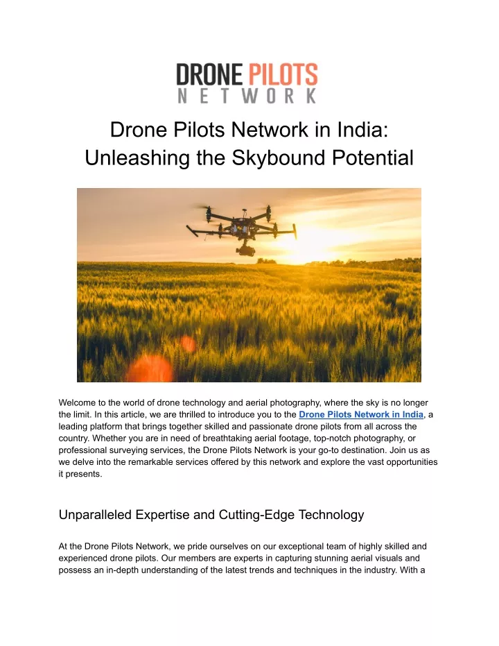 drone pilots network in india unleashing