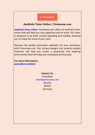 Aesthetic Timer Online | Pomonow.com