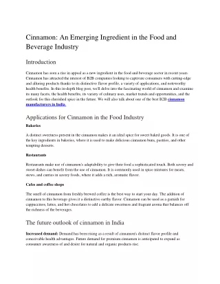Cinnamon_ An Emerging Ingredient in the Food and Beverage Industry