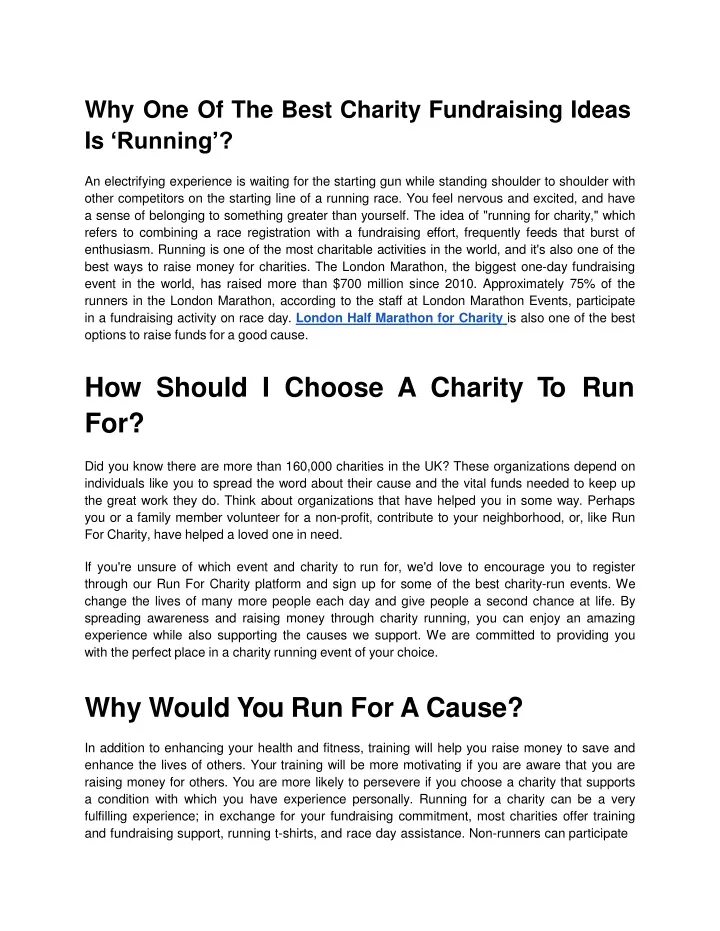 why one of the best charity fundraising ideas
