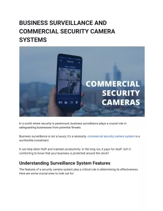 BUSINESS SURVEILLANCE AND COMMERCIAL SECURITY CAMERA SYSTEMS
