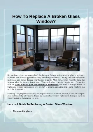 What Is The Best Way To Replace A Broken Glass Window