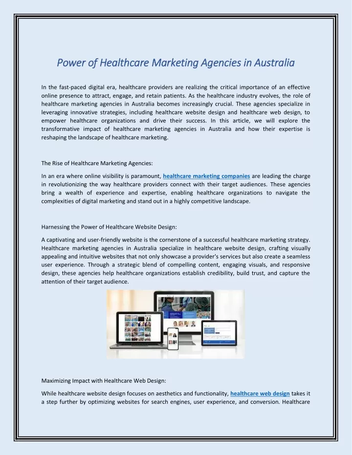 power of healthcare marketing agencies