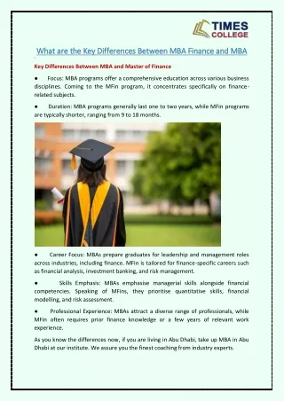 what are the key differences between mba finance
