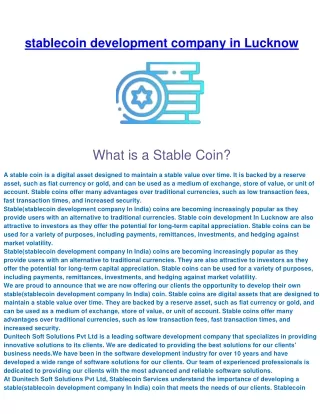 stablecoin development company in Lucknow