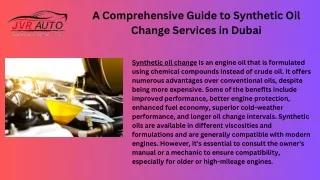 Synthetic Oil Change | JVR Auto  Dubai