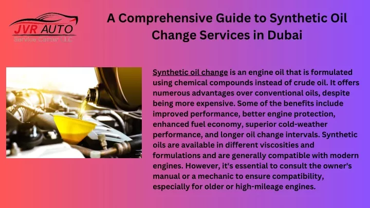 a comprehensive guide to synthetic oil change